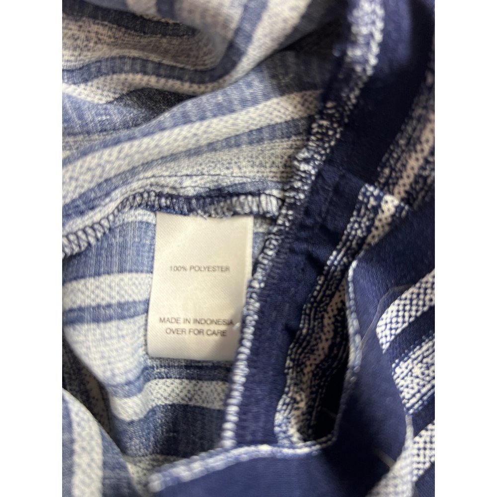 Fortune and Ivy medium wrap tie v neck blouse white blue stripe - Picture 5 of 8